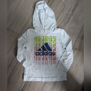 Adidas Kids White Hooded Shiet with Blue Logo Sz 2T